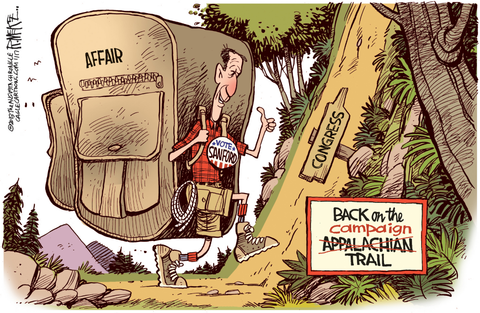  MARK SANFORD BACK ON THE TRAIL by Rick McKee