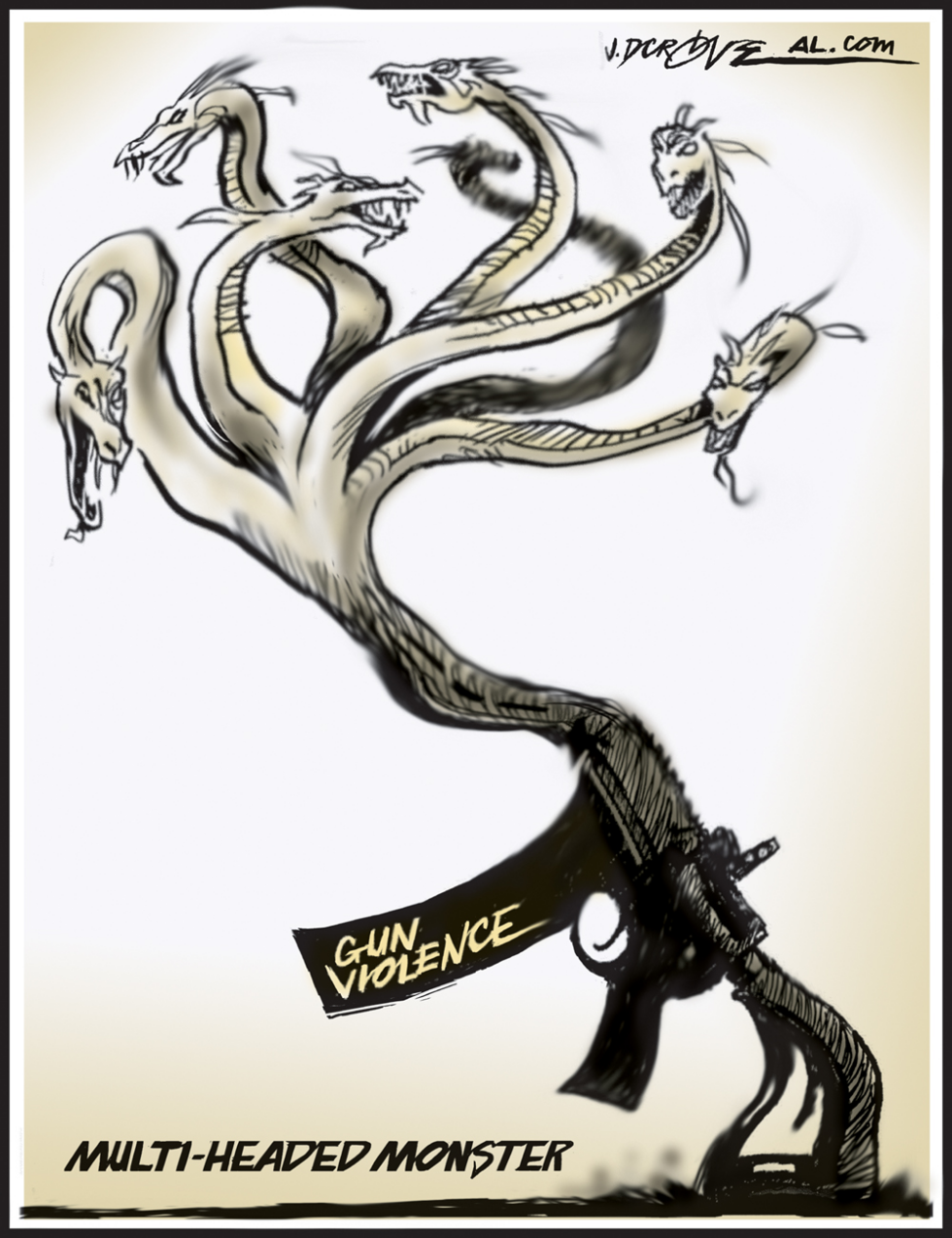 Gun violence Multi-headed monster
