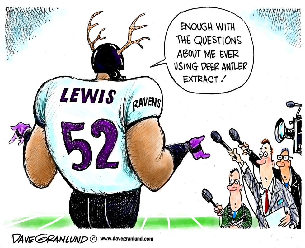  RAY LEWIS AND ANTLER EXTRACT by Dave Granlund