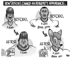 RAY LEWIS AND DEER-ANTLER SPRAY BW by John Cole