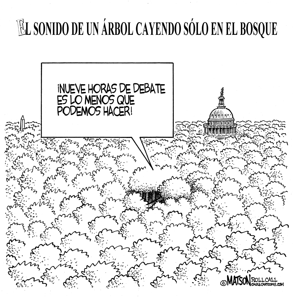 Arbol cayendo solo en el bosque legislativo