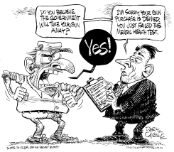 MENTAL HEALTH TEST FOR GUNS by Daryl Cagle