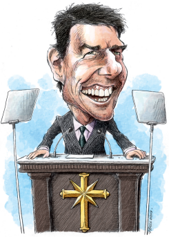 TOM CRUISE/SCIENTO- LOGY CARICATURE by Adam Zyglis