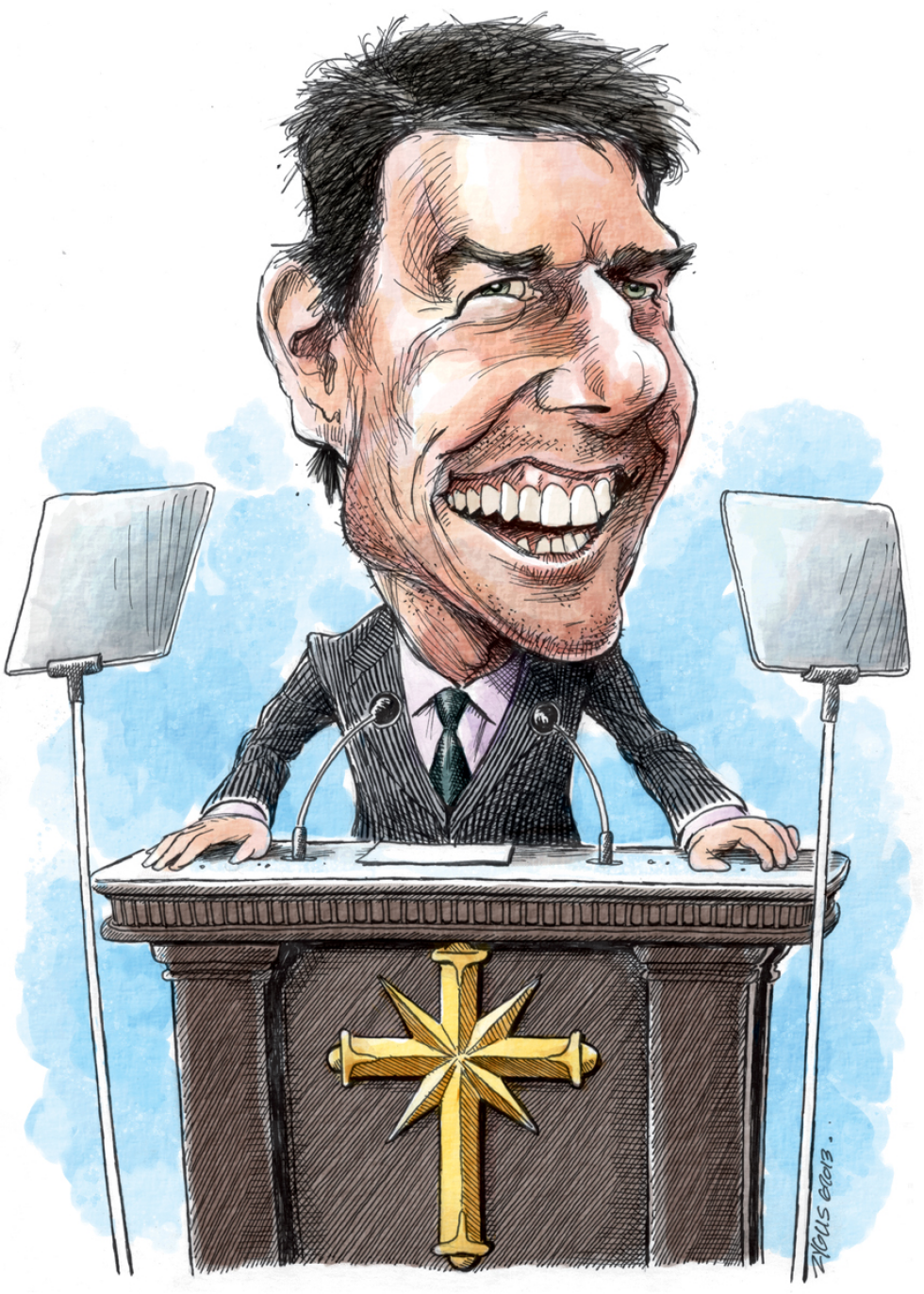 Tom Cruise/Sciento- logy Caricature COLOR