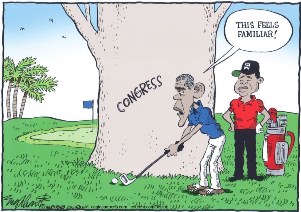 Obama and Tiger Woods COLOR