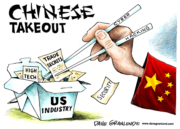 Image result for china is stealing industrial secrets from usa cartoon