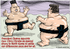 KIM JONG UN VS CHRIS CHRISTIE  by Monte Wolverton