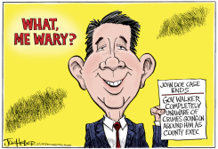 GOV WALKER UNAWARE by Joe Heller