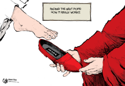 POPE SLIPPERS  by Cam Cardow