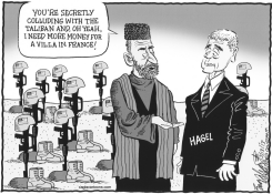 HAMID KARZAI MEETS CHUCK HAGEL by Bob Englehart