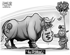 BERNANKE'S FEDBAG BW by John Cole