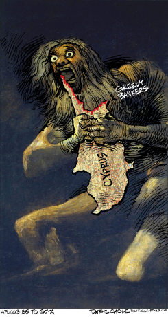 GREEDY-BANKERS-SATURN EATING CYPRUS  by Daryl Cagle