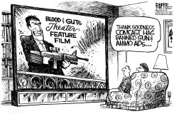 COMCAST BANS GUN ADS by Rick McKee