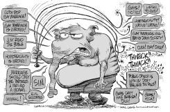GOP GAY MARRIAGE WHIPPING BOY by Daryl Cagle