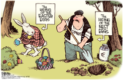 CYPRUS NEST EGGS  by Rick McKee