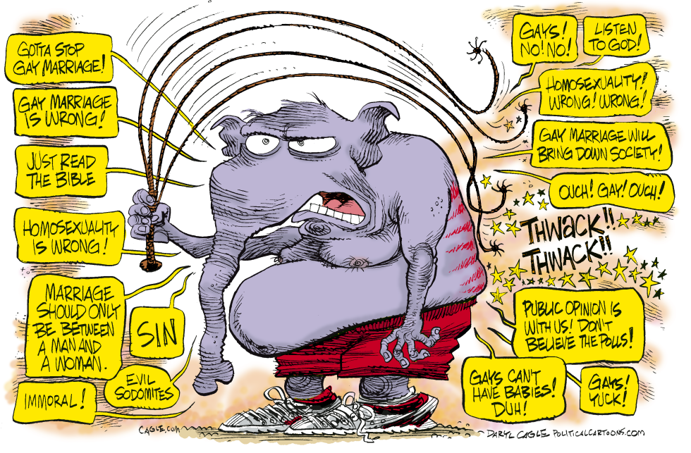 GOP GAY MARRIAGE WHIPPING BOY  by Daryl Cagle