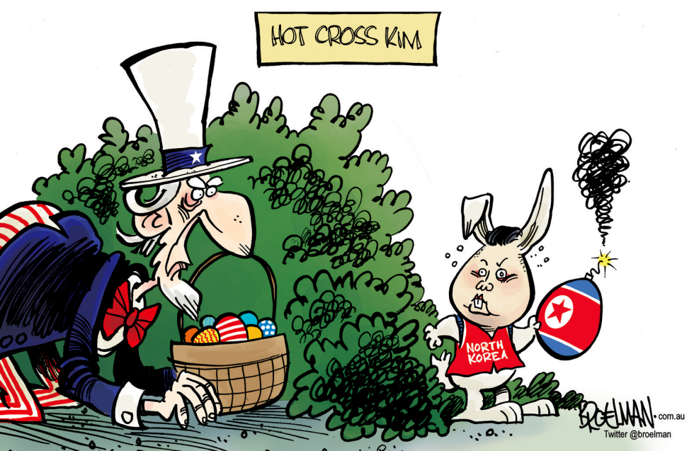 Easter egg hunt with uncle Sam and Kim Jong Un