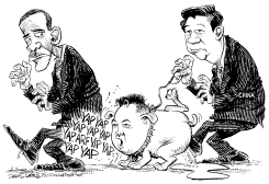 CHINA PRESIDENT XI JINPING, OBAMA AND LI'L KIM by Daryl Cagle