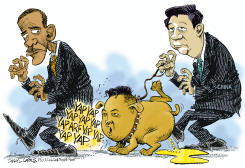 CHINA PRESIDENT XI JINPING, OBAMA AND LI'L KIM  by Daryl Cagle