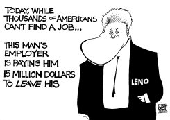 LENO LEAVES NBC, B/W by Randy Bish