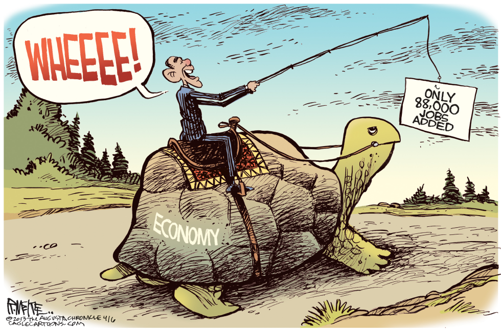  SLOW OBAMA ECONOMY by Rick McKee