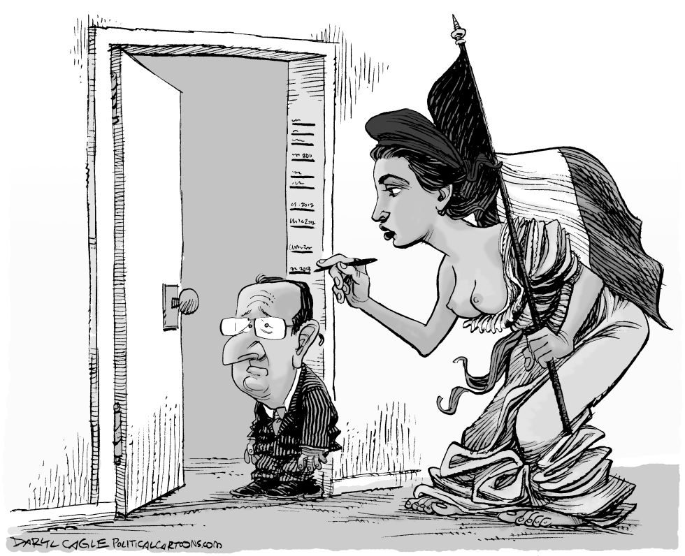  EL PRESIDENTE FRANCES SE ENCOGE by Daryl Cagle