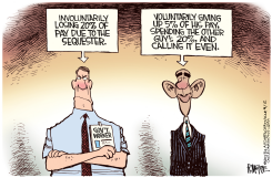 SEQUESTER PAY CUT  by Rick McKee