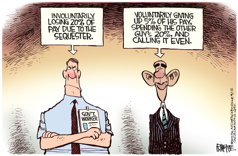  SEQUESTER PAY CUT by Rick McKee