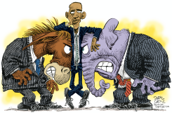 OBAMA IN THE MIDDLE  by Daryl Cagle