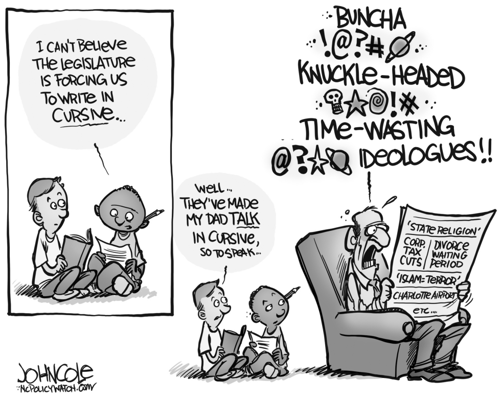 LOCAL NC -- Speaking in cursive BW