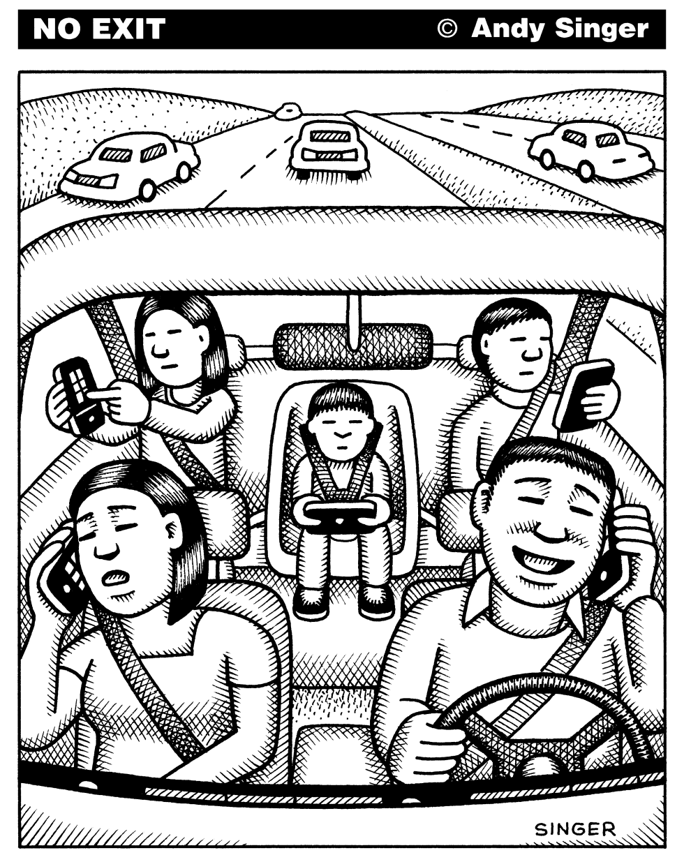 SMART PHONE FAMILY TRIP by Andy Singer