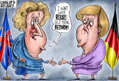 DAVID CAMERON AS MARGARET THATCHER by Brian Adcock