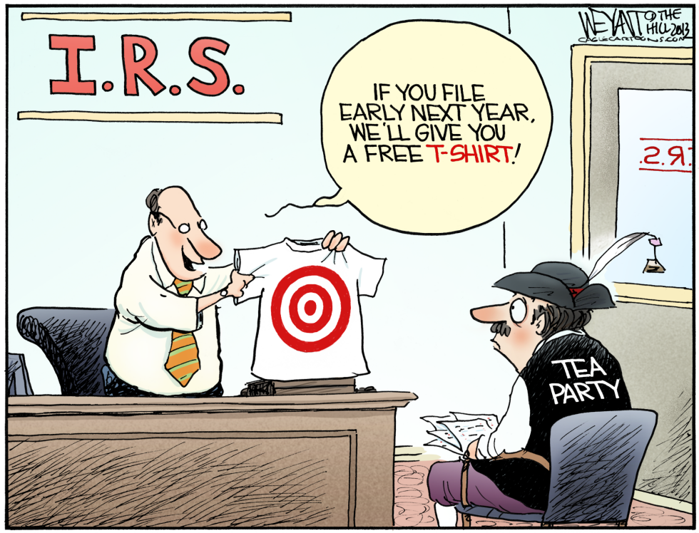IRS Offers Tea Party a 'Target' T-Shirt Bonus in Satirical Cartoon