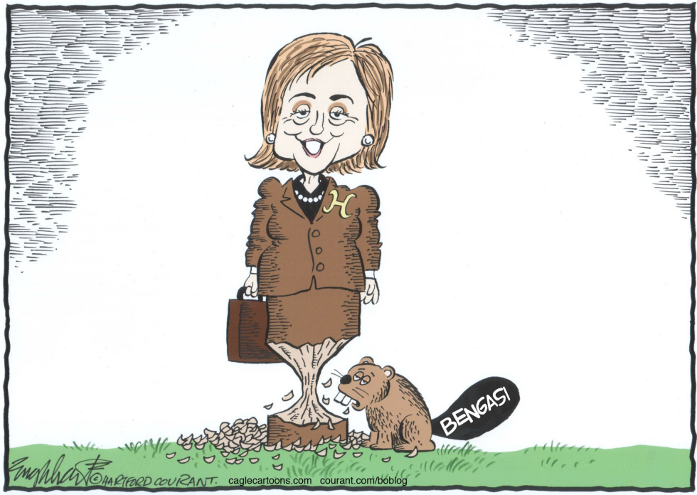  HILLARY Y BENGASI  by Bob Englehart