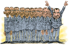 OBAMA TRANSFORMS INTO NIXON  by Daryl Cagle