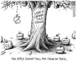 APPLE DODGING TAXES by Adam Zyglis