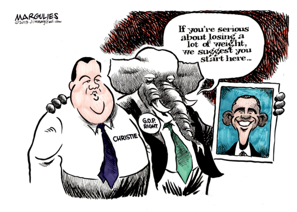 Obama and Christie color
