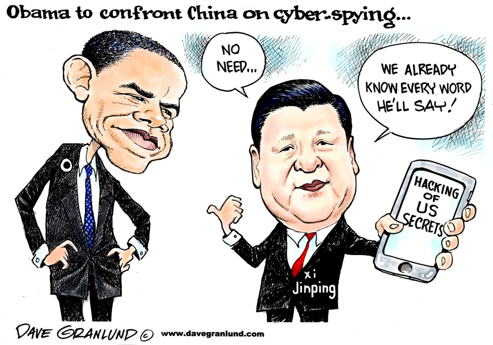  OBAMA AND CHINA CYBER HACKING by Dave Granlund