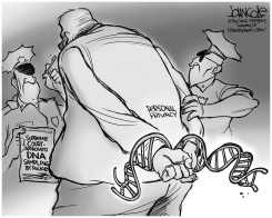 DNA SAMPLING AND POLICE BW by John Cole