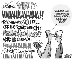 APPLE AND TAXES BW by John Cole