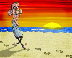 OBAMA FOLLOWING IN MANDELA'S FOOTSTEPS  by Brian Adcock