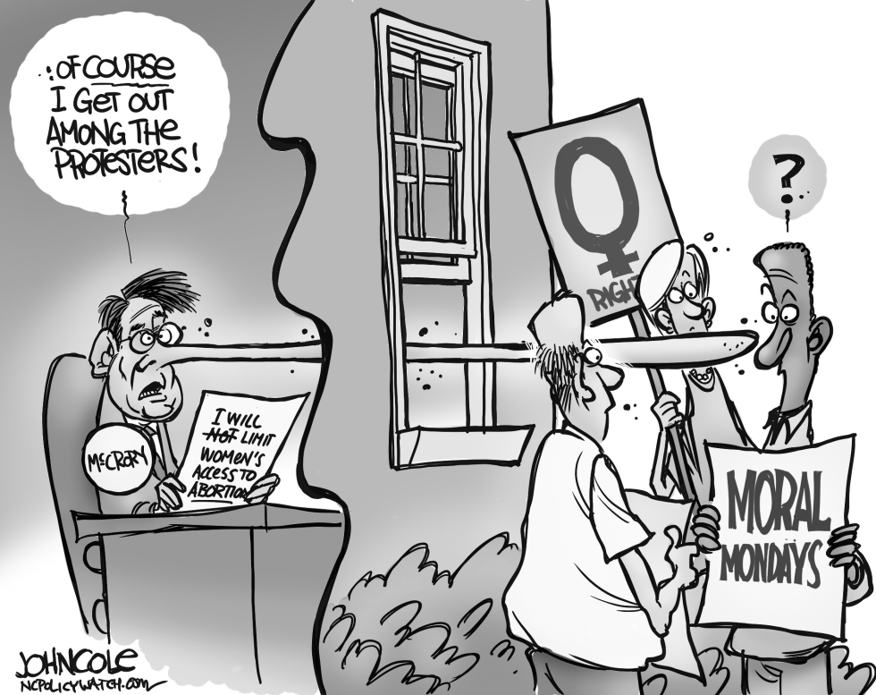 LOCAL NC -- McCrory and protesters BW