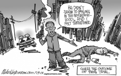 TRIAL OUTCOME  by Mike Keefe