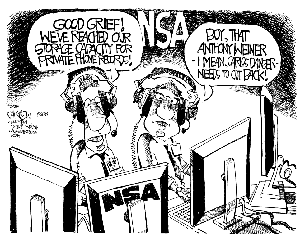  WEINER OVERWHELMS NSA by John Darkow