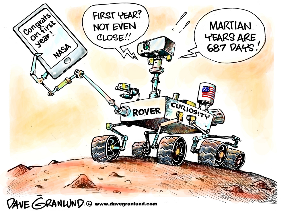  CURIOSITY ROVER 1 YEAR by Dave Granlund