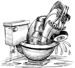DETROIT IN THE TOILET by Daryl Cagle