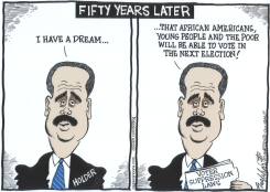 N CAROLINA VOTER SUPPRESSION LAWS by Bob Englehart