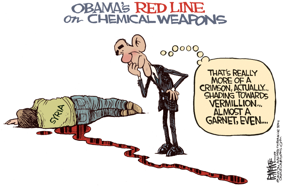  OBAMA RED LINE by Rick McKee