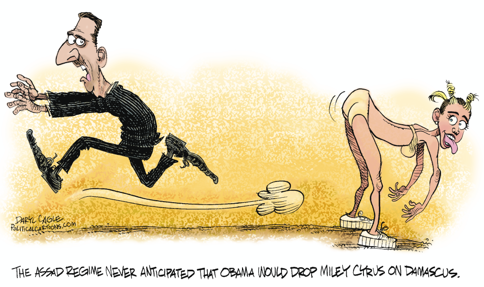  BASHAR ASSAD AND MILEY CYRUS by Daryl Cagle