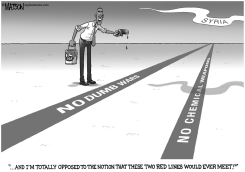 OBAMA DRAWS PARALLEL RED LINES by R.J. Matson